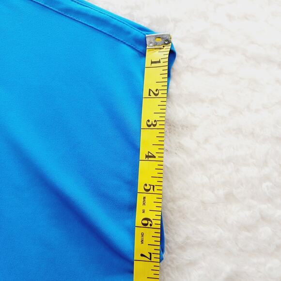 Blouse Kimono Michael Kors Blue Gold Zip Going-Out Top Modern Minimalist Size XL - Picture 11 of 16